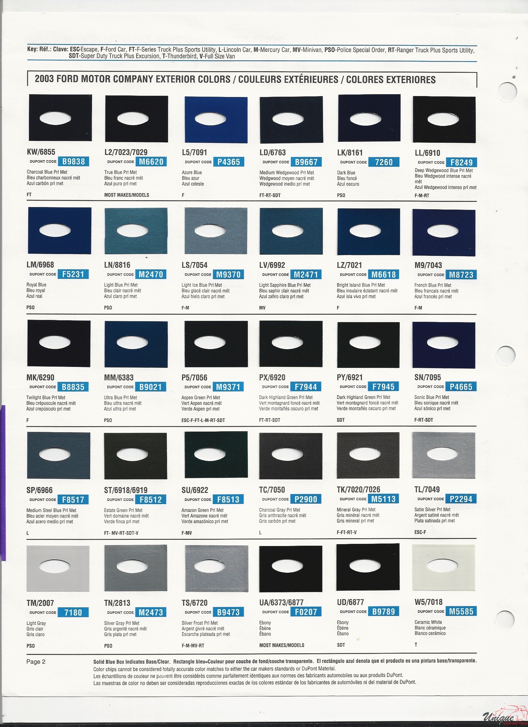 2003 Ford-1 Paint Charts